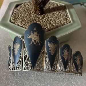 Ornate Thai-siam sterling in Deep Navy and silver bracelet